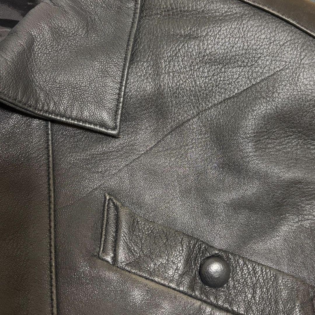 【本革】短丈 立体シルエット レザージャケット 黒 ラグラン 90sヴィンテージ