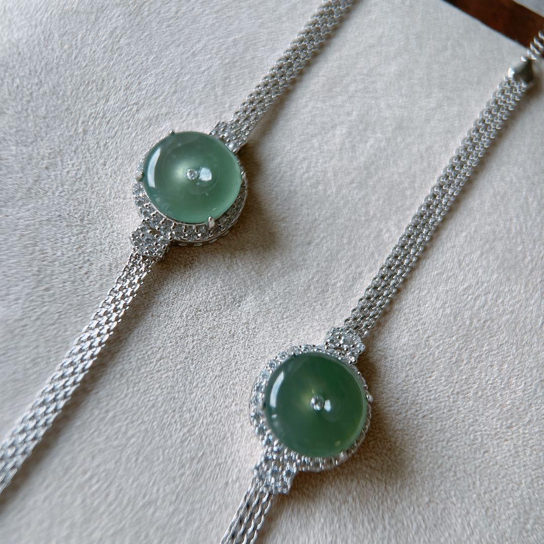 天然ミャンマー産本翡翠 平安扣ブレスレット
