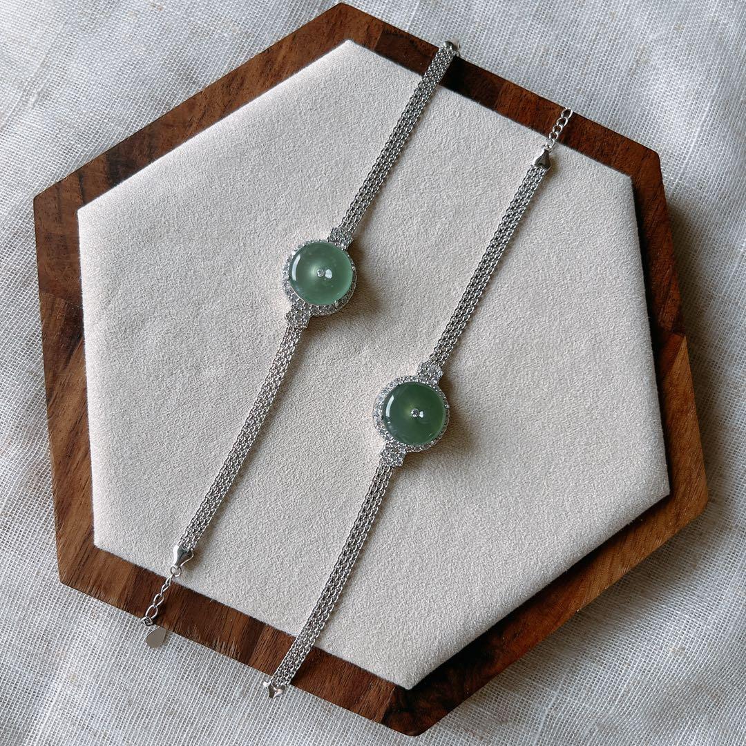 天然ミャンマー産本翡翠 平安扣ブレスレット