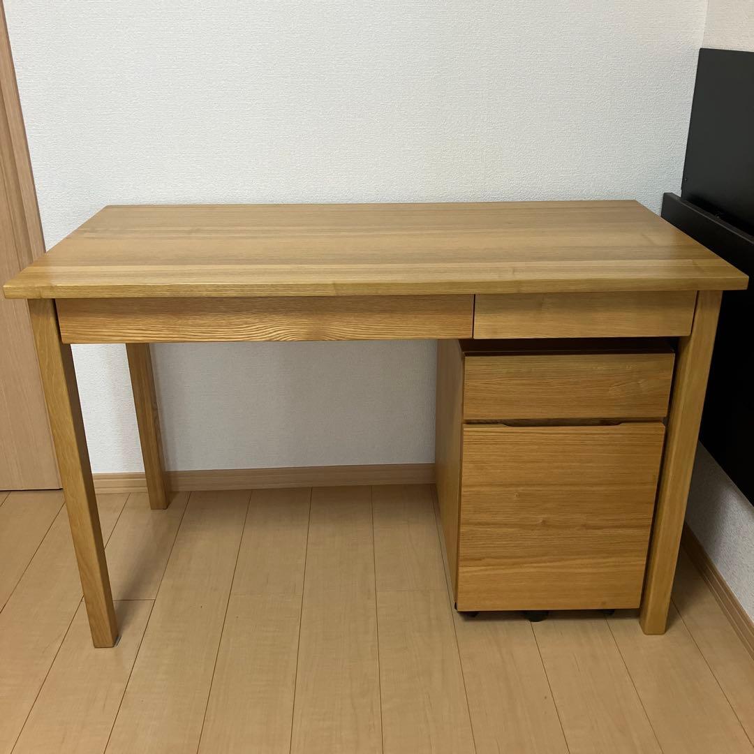 【直接お渡し】無印良品 タモ材 デスク/キャビネットセット　勉強机　中古