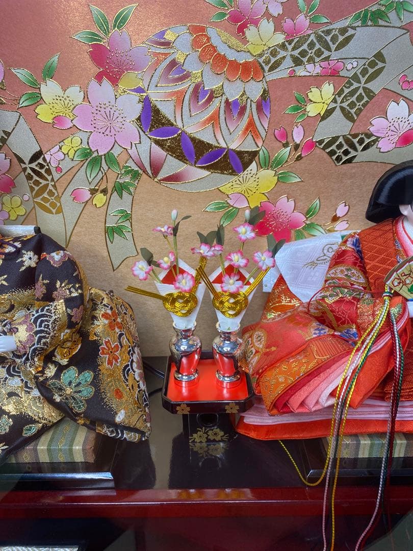 東京久月　雛人形ガラスケース入り親王飾り・間口約７０×奥行約３３×高さ約４４㎝