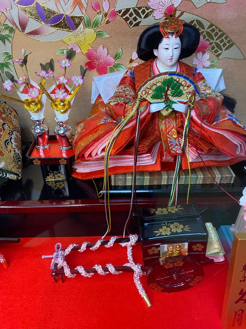 東京久月　雛人形ガラスケース入り親王飾り・間口約７０×奥行約３３×高さ約４４㎝