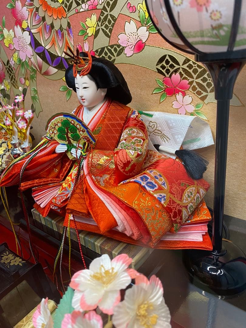 東京久月　雛人形ガラスケース入り親王飾り・間口約７０×奥行約３３×高さ約４４㎝