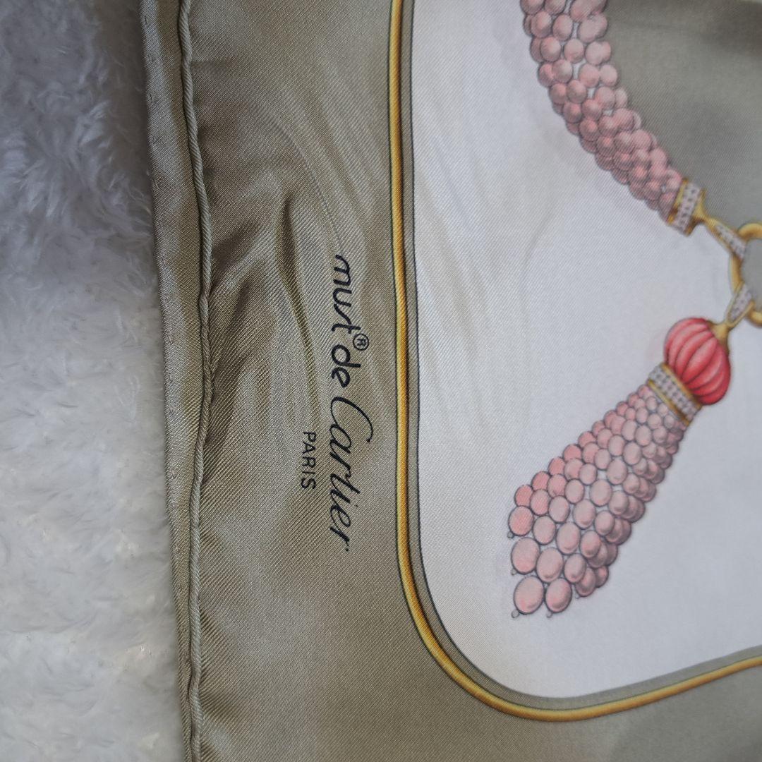 Cartier カルティエスカーフ大判フランス製シルク美品