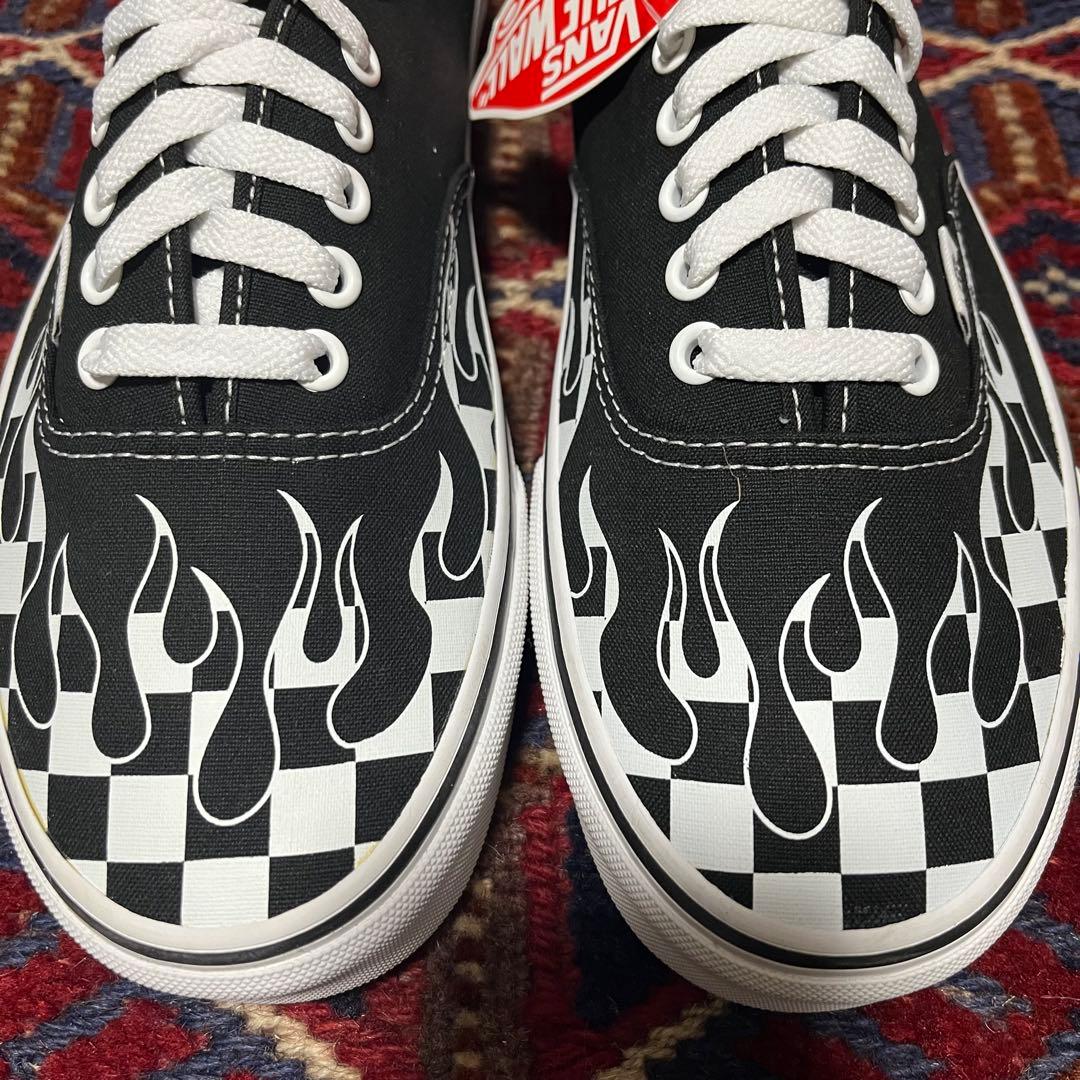 靴 VANS AUTHENTIC CHECKER FLAME BLACK