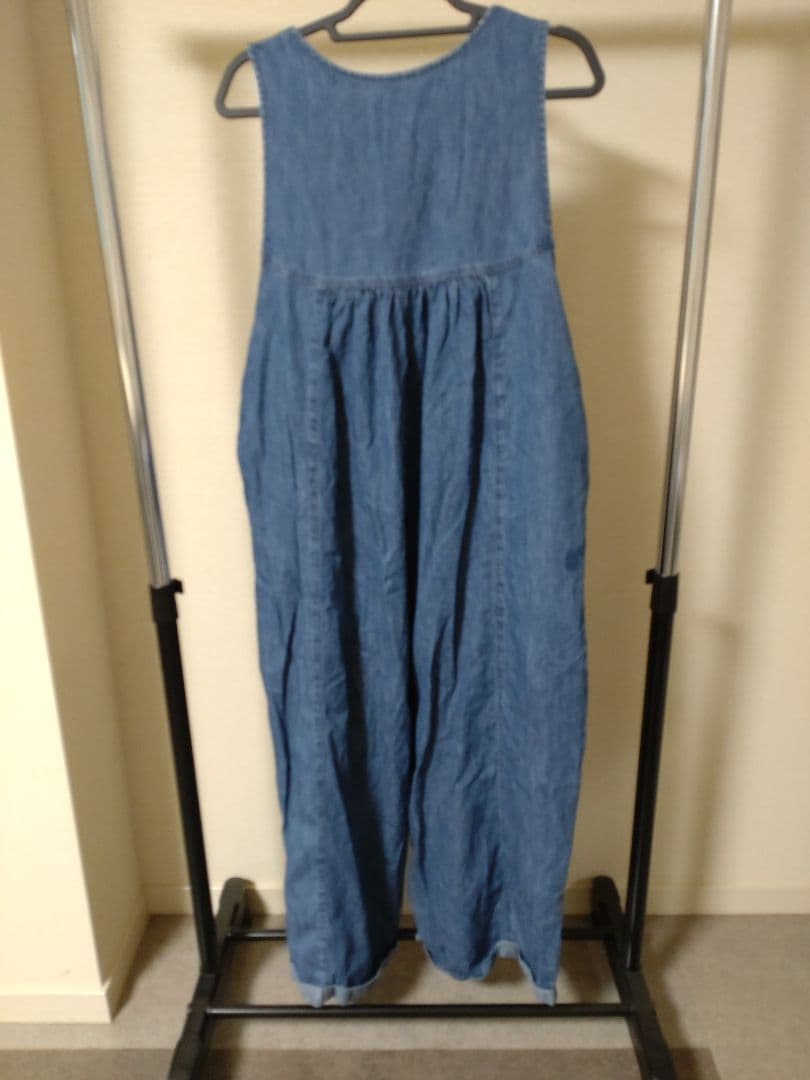 nest robe コットンリネンダンガリータックギャザーサロペット　ブルー