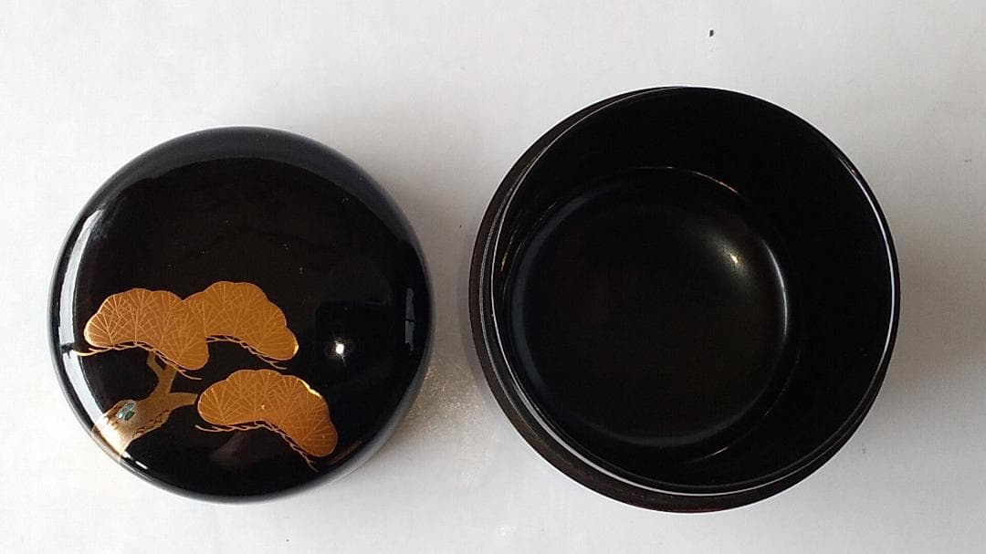 河畠宗琳 作 老松蒔絵 中棗 棗 共箱 蒔絵 螺鈿細工 漆器 漆芸 茶道具 新品