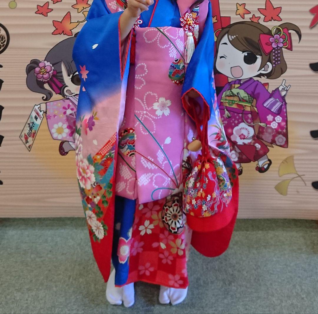 3歳 着物フルセット 被布×2 草履×2 長襦袢 七五三 初詣 正絹 肩上腰上済