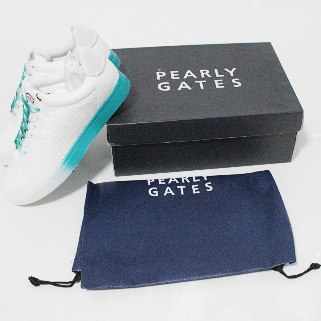 新品箱付 パーリーゲイツ スマイルニット ローカットシューズ 23.5cm 白