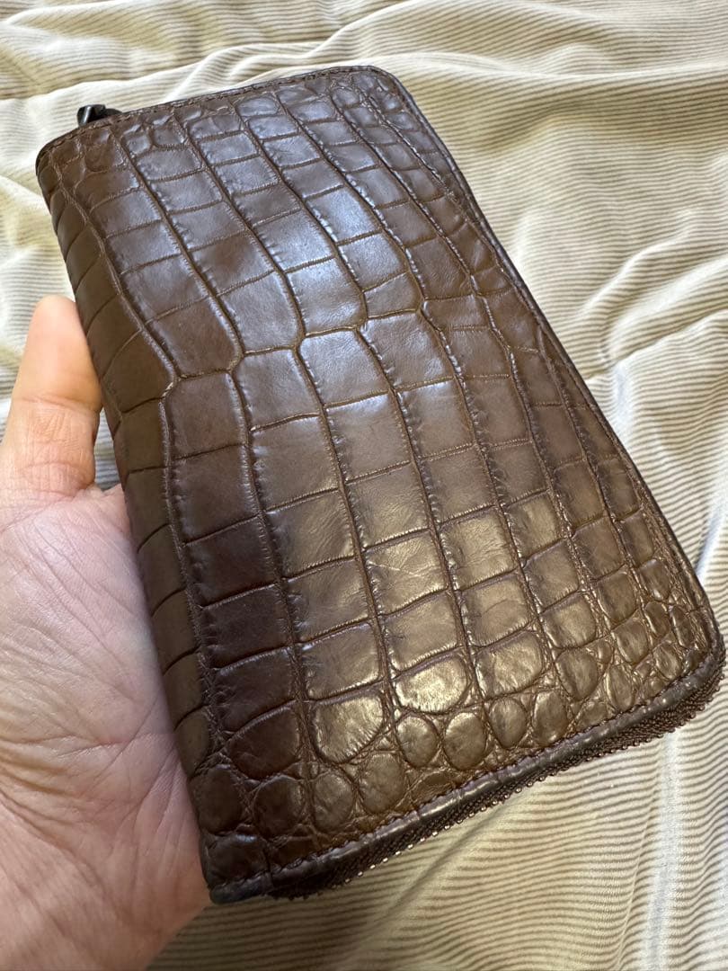 美品！　クロコダイル　ポロサス センター取り　ブラウン　長財布　クリスチャンポー