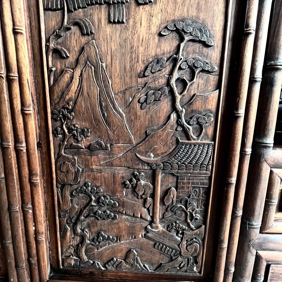 最高級 大阪唐木指物 紫檀 茶棚 茶箪笥 飾り棚 サイドボード キャビネット