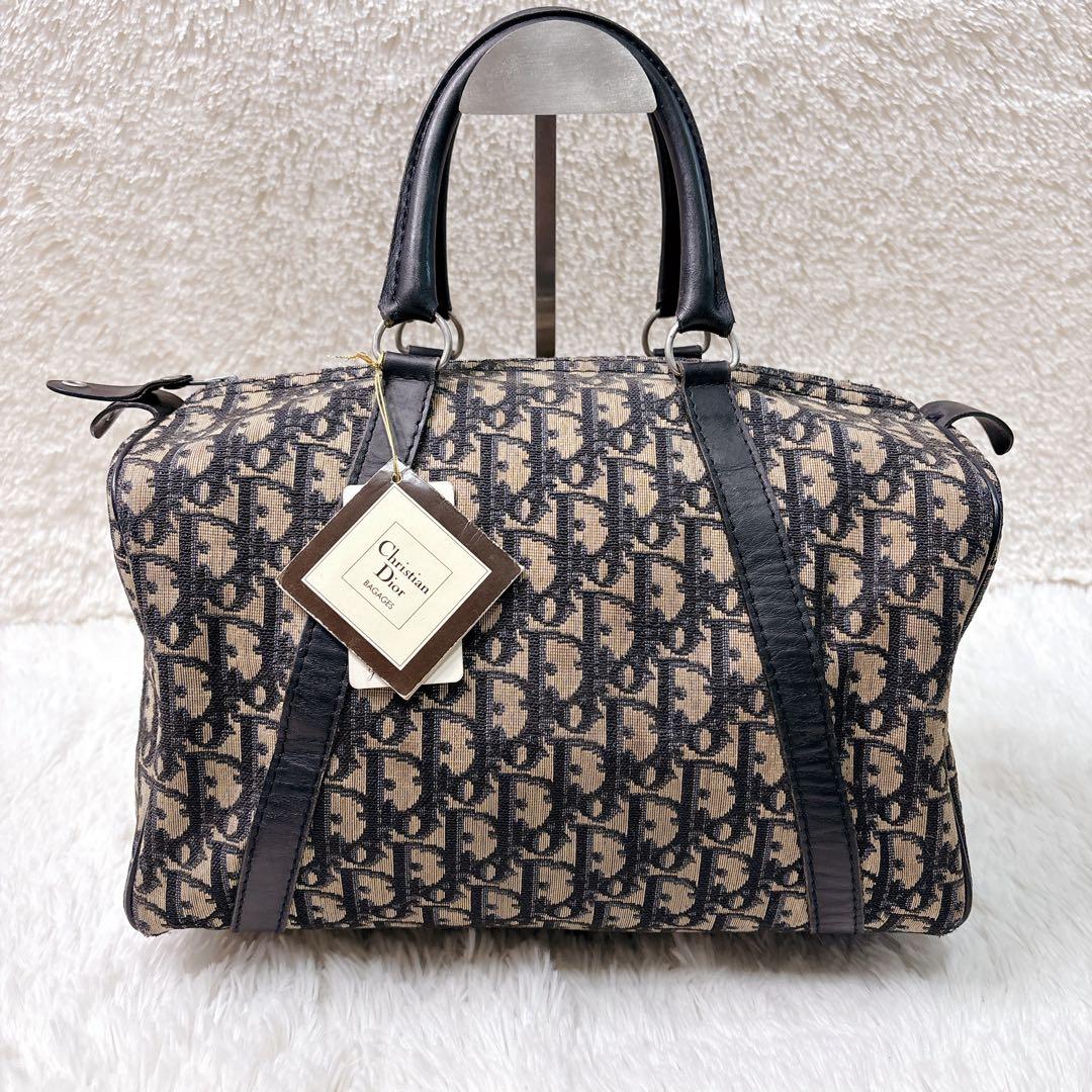 Dior ディオール ミニ ボストンバッグ キャンバス トロッター柄　総柄