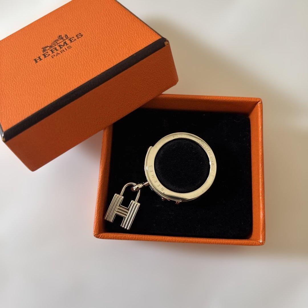 HERMES エルメス スカーフリング ケリー シルバー ブラック