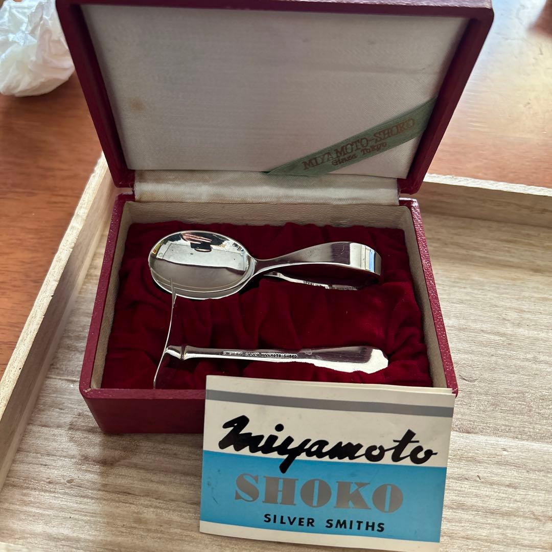 銀製STERLING SILVERミヤモトワードベビースプーンプッシャー45.g