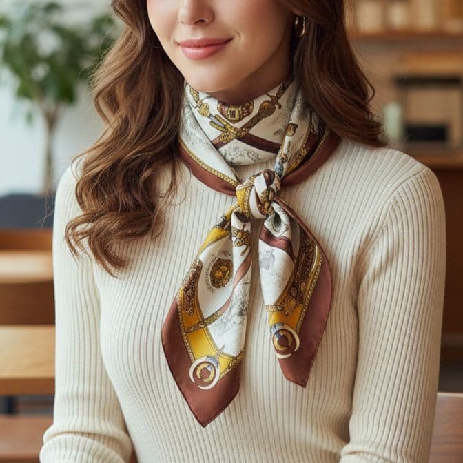 【未使用級】エルメス カレ90 ARMES DE CHASSE 鹿狩り ブラウン