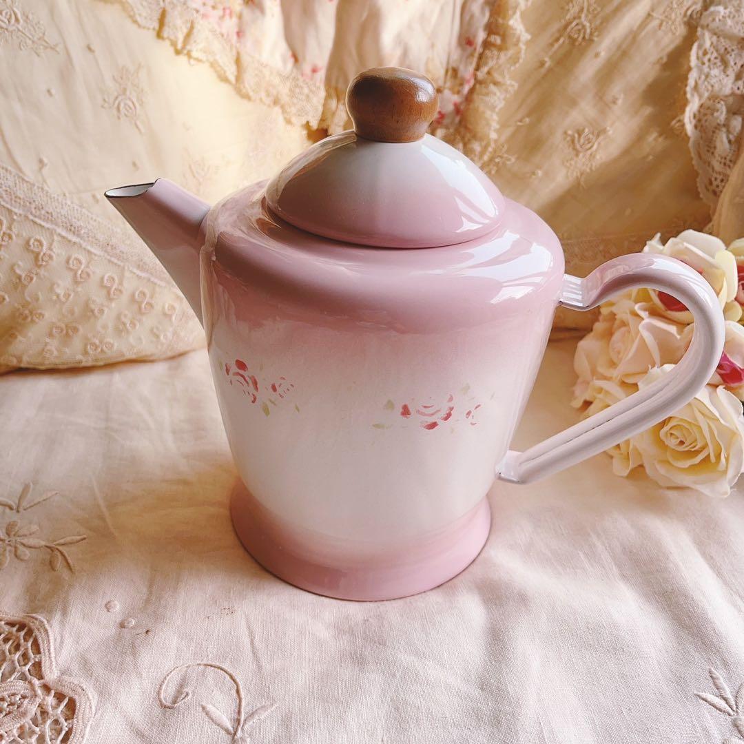 お値下げ♡イマンホーローポット薔薇マニーローズバスケットニトリフレンチカントリー