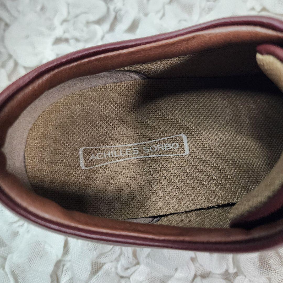 未使用 アキレスソルボ ゴム紐 スリッポン レザー ウォーキングシューズ