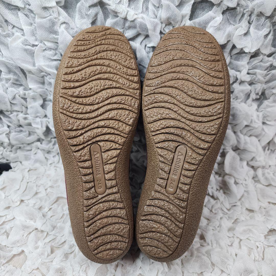 未使用 アキレスソルボ ゴム紐 スリッポン レザー ウォーキングシューズ