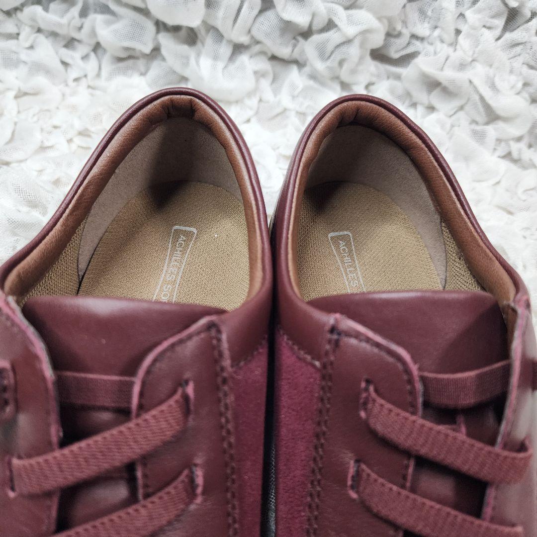 未使用 アキレスソルボ ゴム紐 スリッポン レザー ウォーキングシューズ