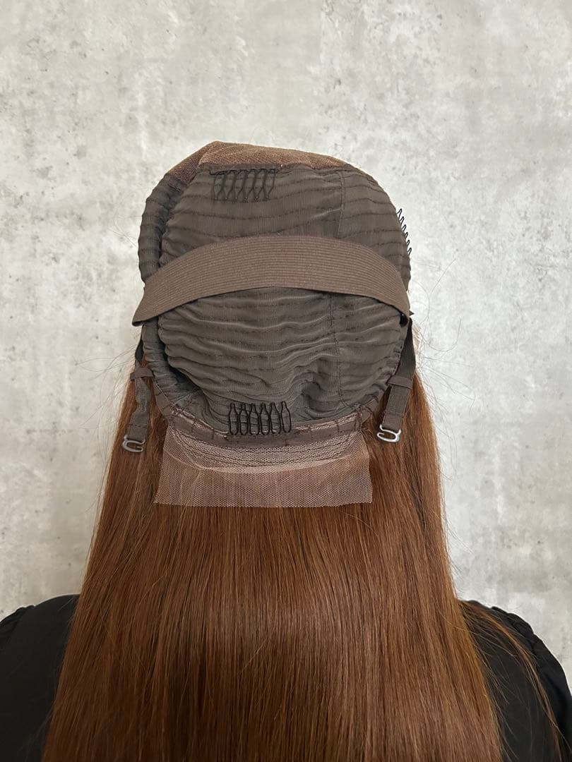 【新品未使用】人毛100％ フロントレース ロング／チョコレートブラウン