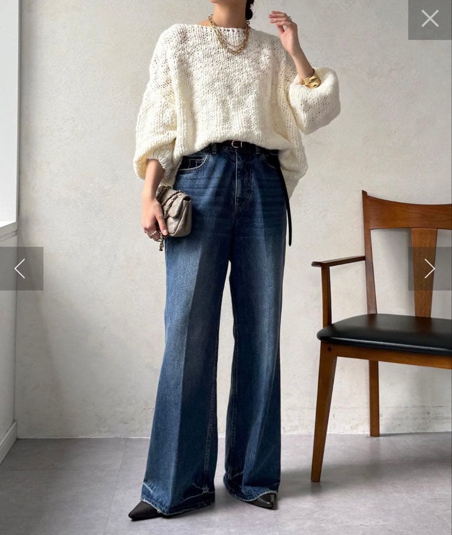 【美品】 DouDou ローゲージニット ホワイト