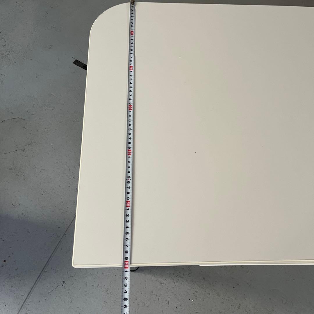 【引取価格】PLUS パソコンデスク ブーメランデスク 鍵付き引出し 白