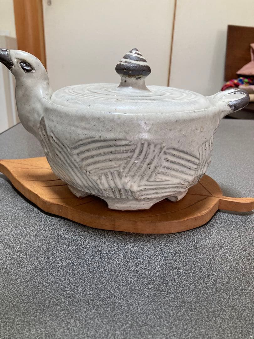 萩焼　金地博正作　鳩物小物いれ