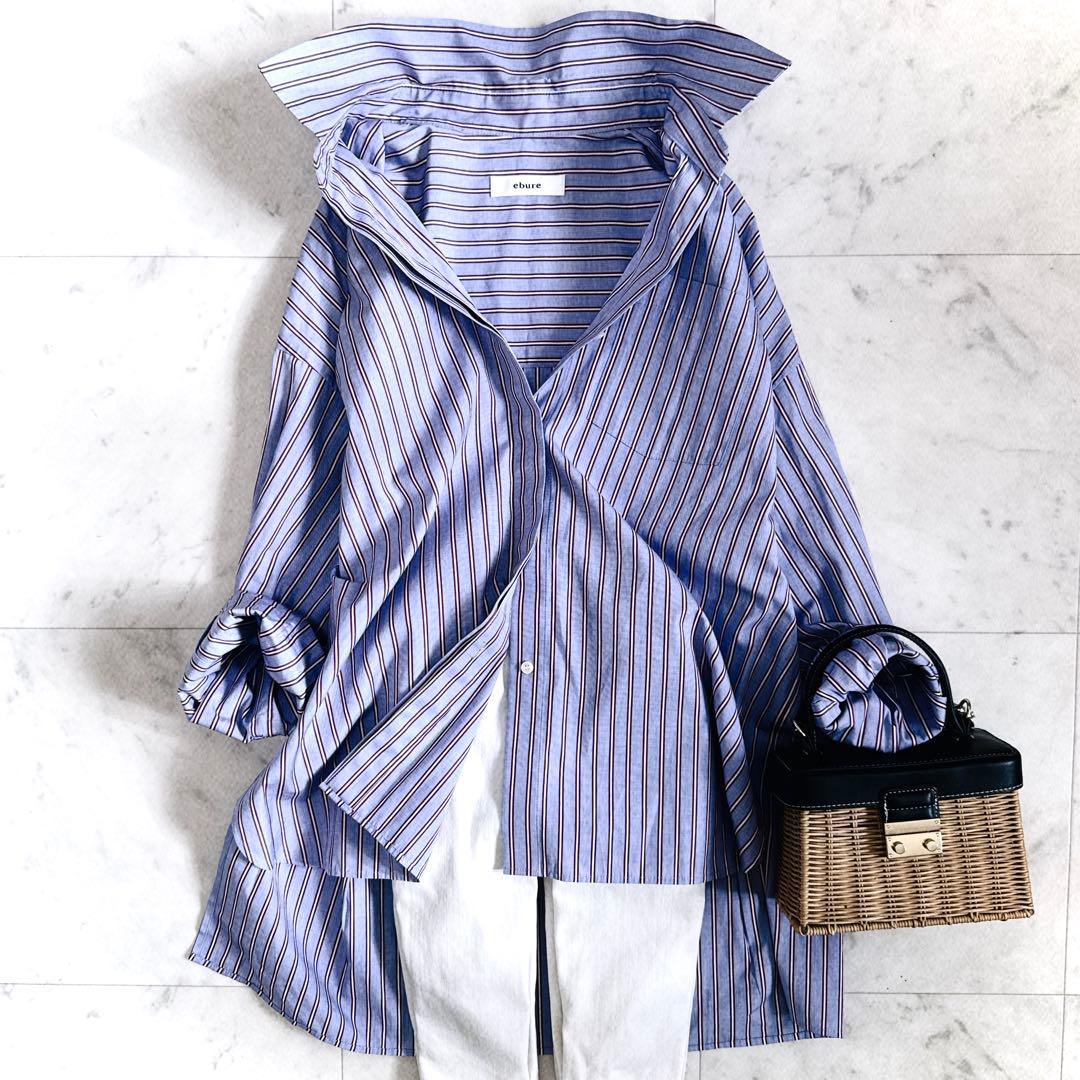 極美品 ebure エブール ストライプ シャツ ブラウス オーバーサイズ
