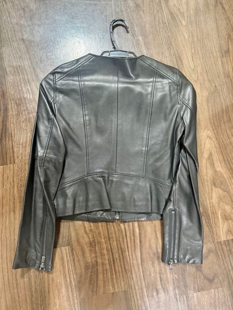 ANAYI ブラック ノーカラーレザージャケット 36