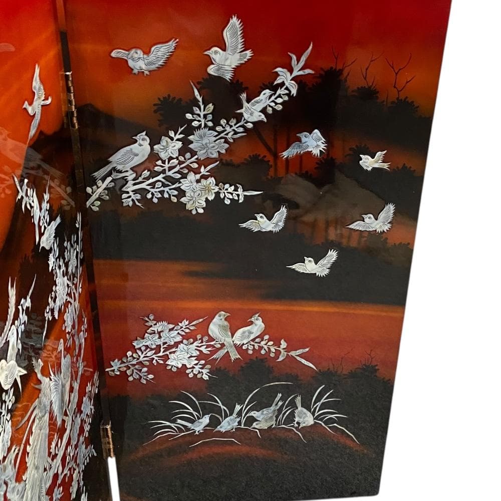 螺鈿細工 パテーション 衝立 4連衝立 漆塗り 枕屏風