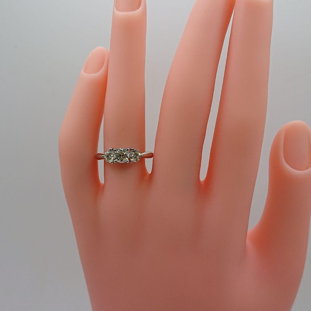 1カラットUP 3粒 天然ダイヤモンドリング プラチナ900 Pt900