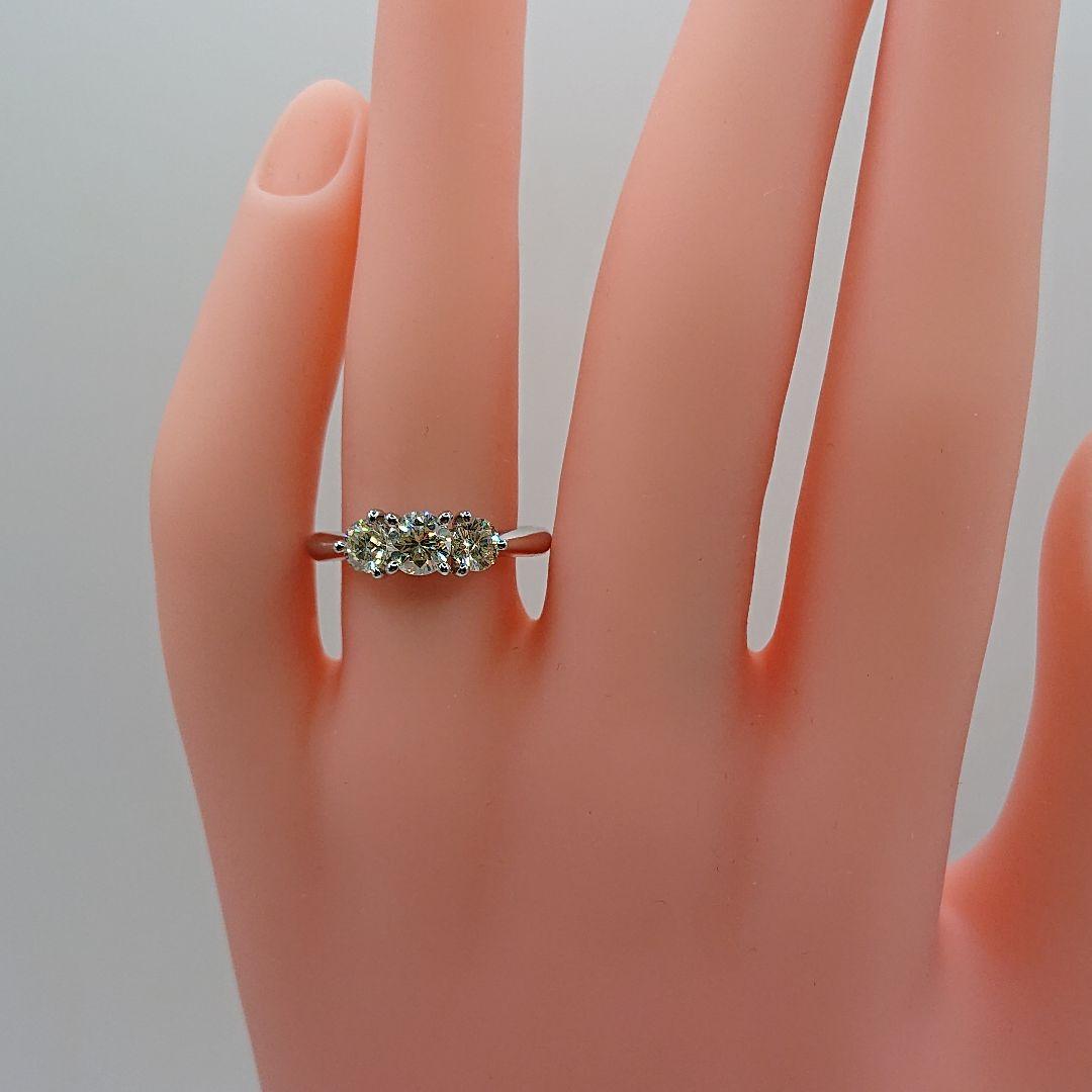 1カラットUP 3粒 天然ダイヤモンドリング プラチナ900 Pt900