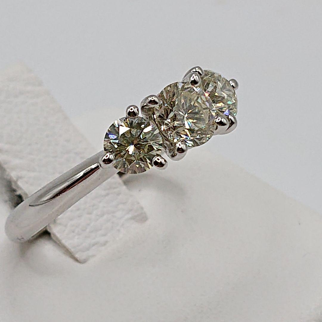 1カラットUP 3粒 天然ダイヤモンドリング プラチナ900 Pt900