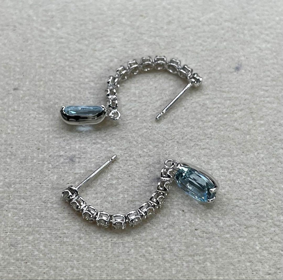 専用JL75★高級 サンタマリアアクアマリン ダイヤ K18WG ピアス 鑑付