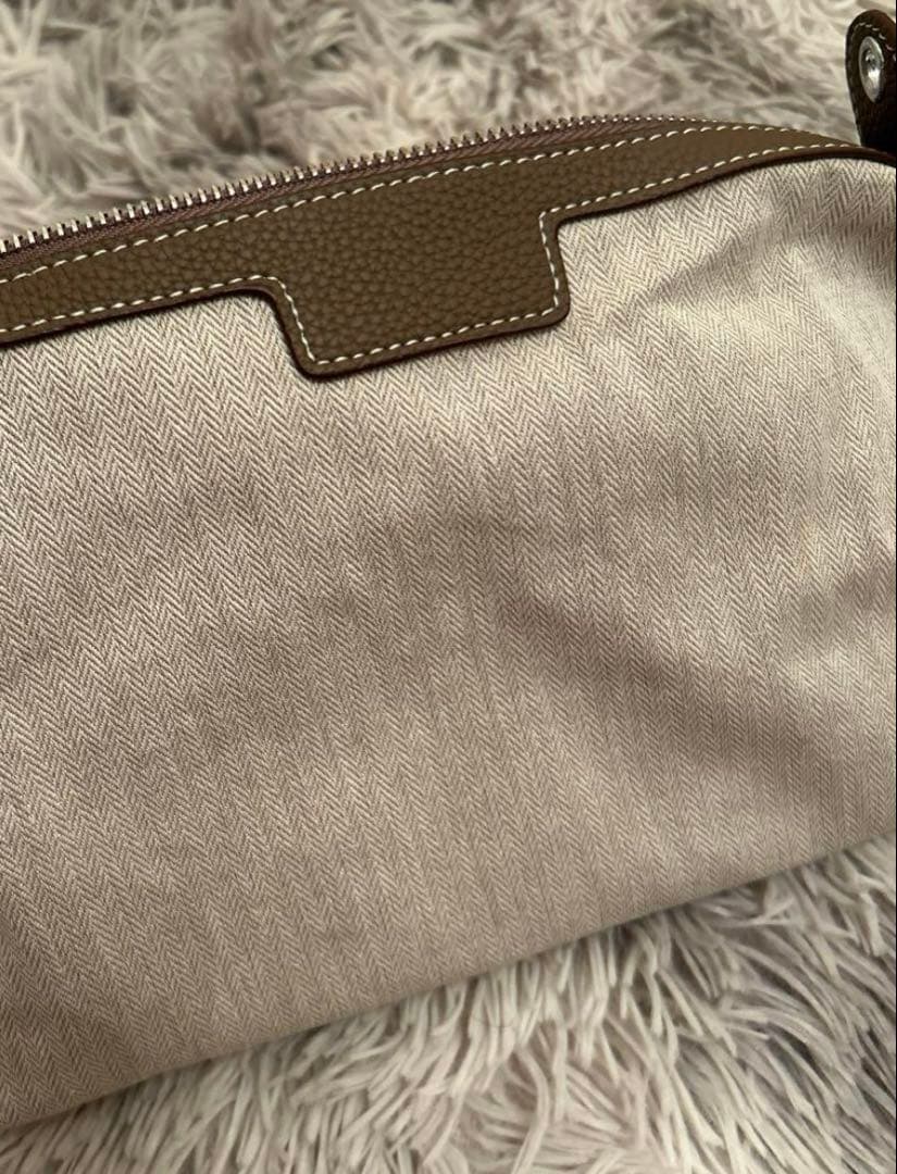 【美品】HERMES ポーチ レザー キャンバス