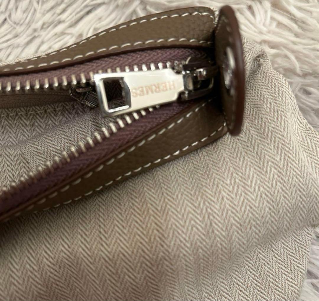 【美品】HERMES ポーチ レザー キャンバス