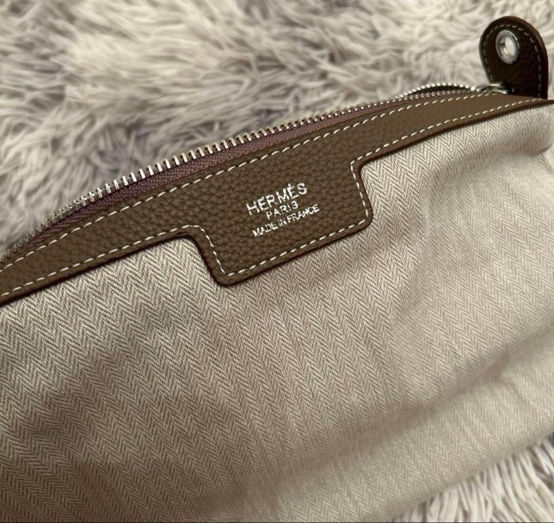 【美品】HERMES ポーチ レザー キャンバス