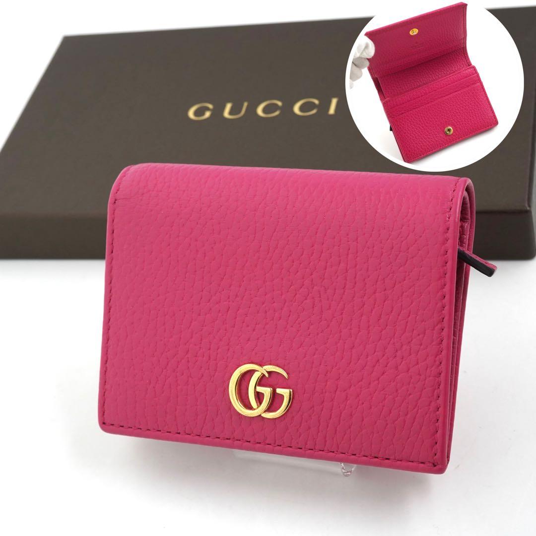 ✨未使用展示品✨　GUCCI ミニ財布　マーモント　GGロゴ 二つ折り　ピンク