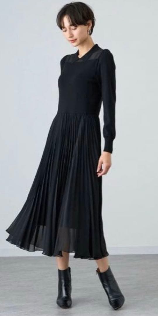 ⭐︎アナイ⭐︎襟付きプリーツドッキングワンピース⭐︎最終価格