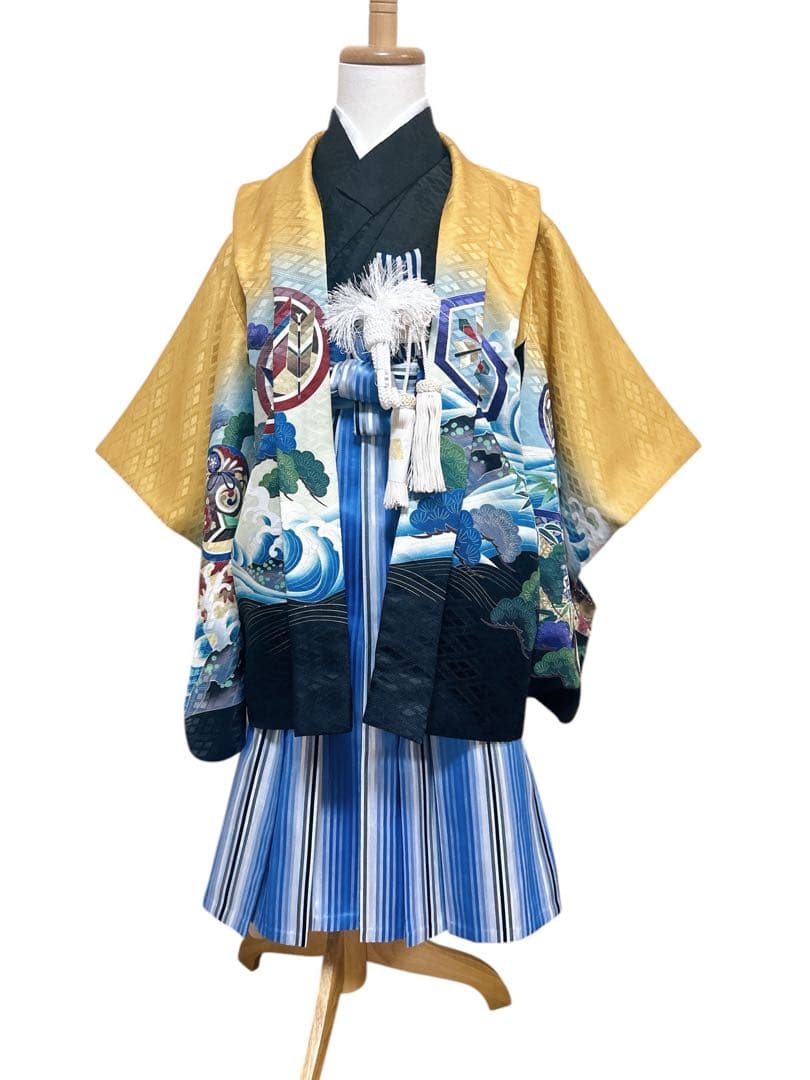 お買い得♡七五三　5歳　男の子　セット　一式　からし色　青　鷹