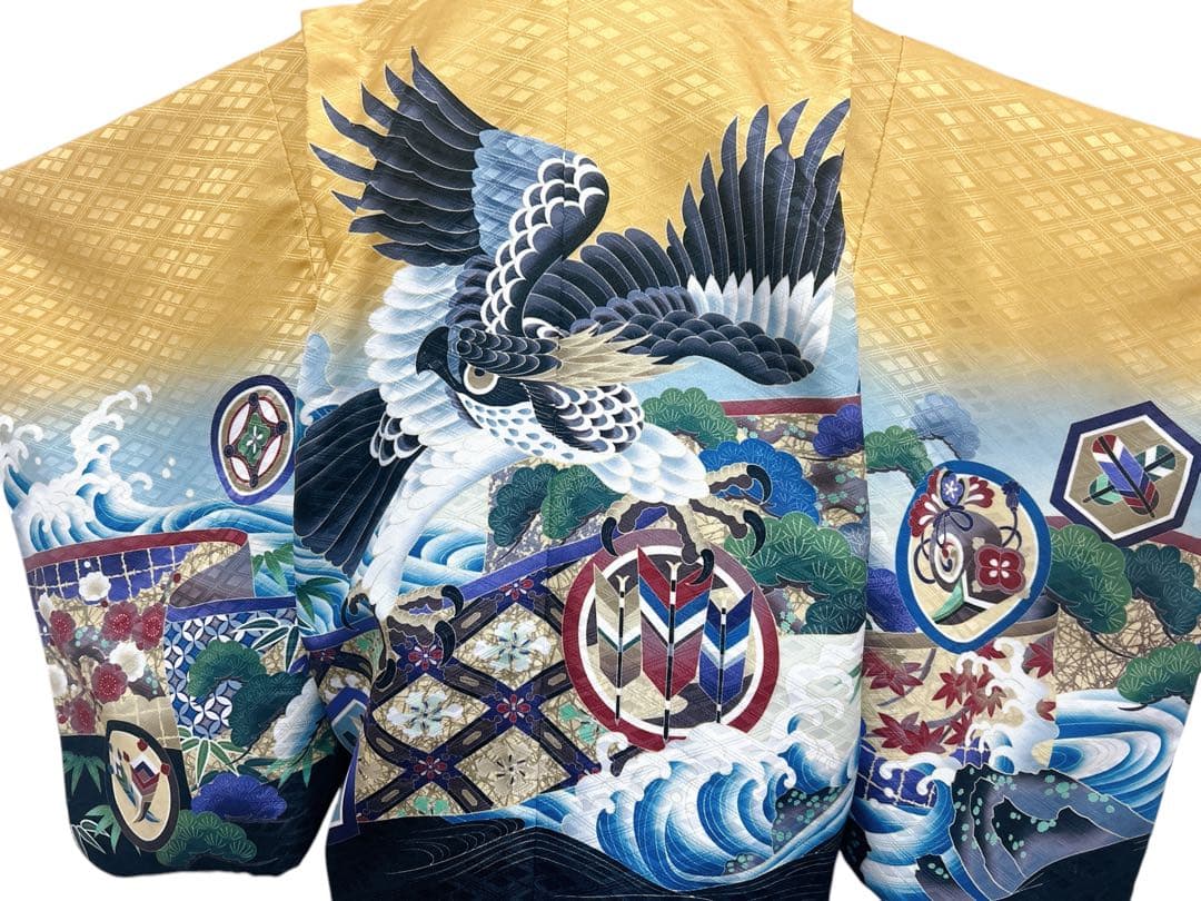 お買い得♡七五三　5歳　男の子　セット　一式　からし色　青　鷹