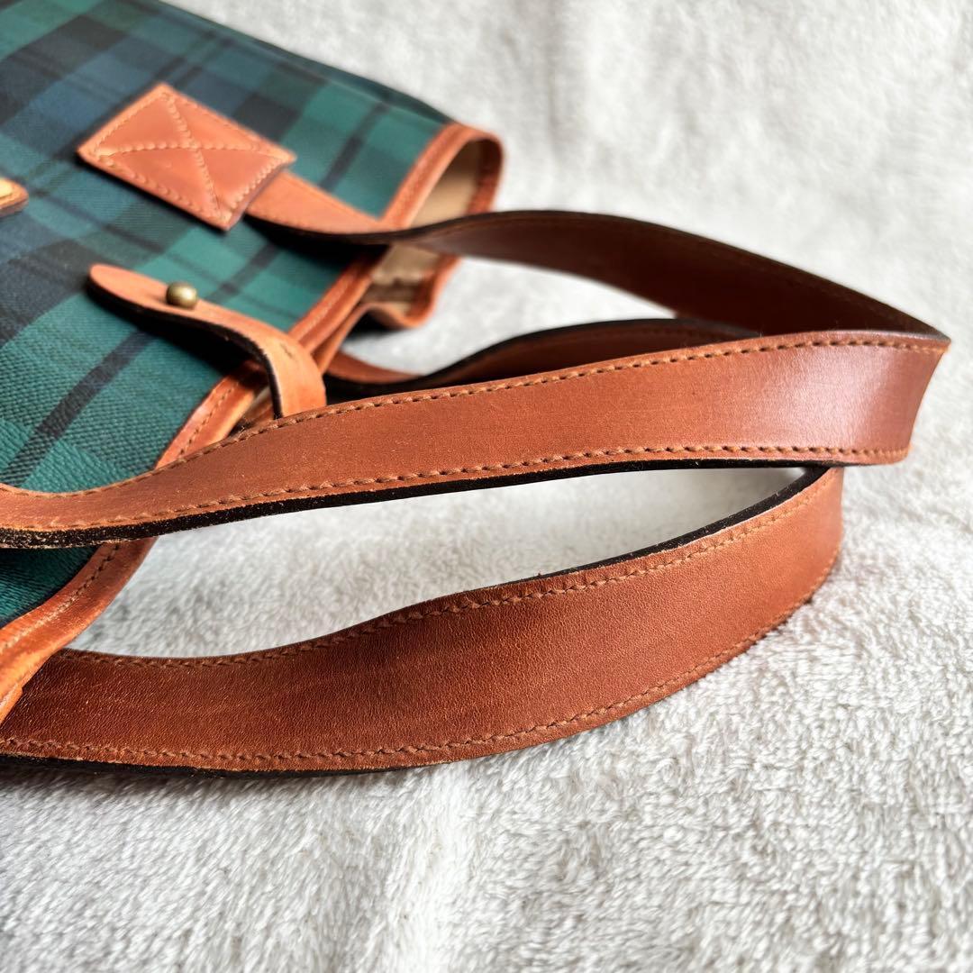 ✨️美品 ポロラルフローレン トートバッグ PVCレザー ブラックウォッチ 緑