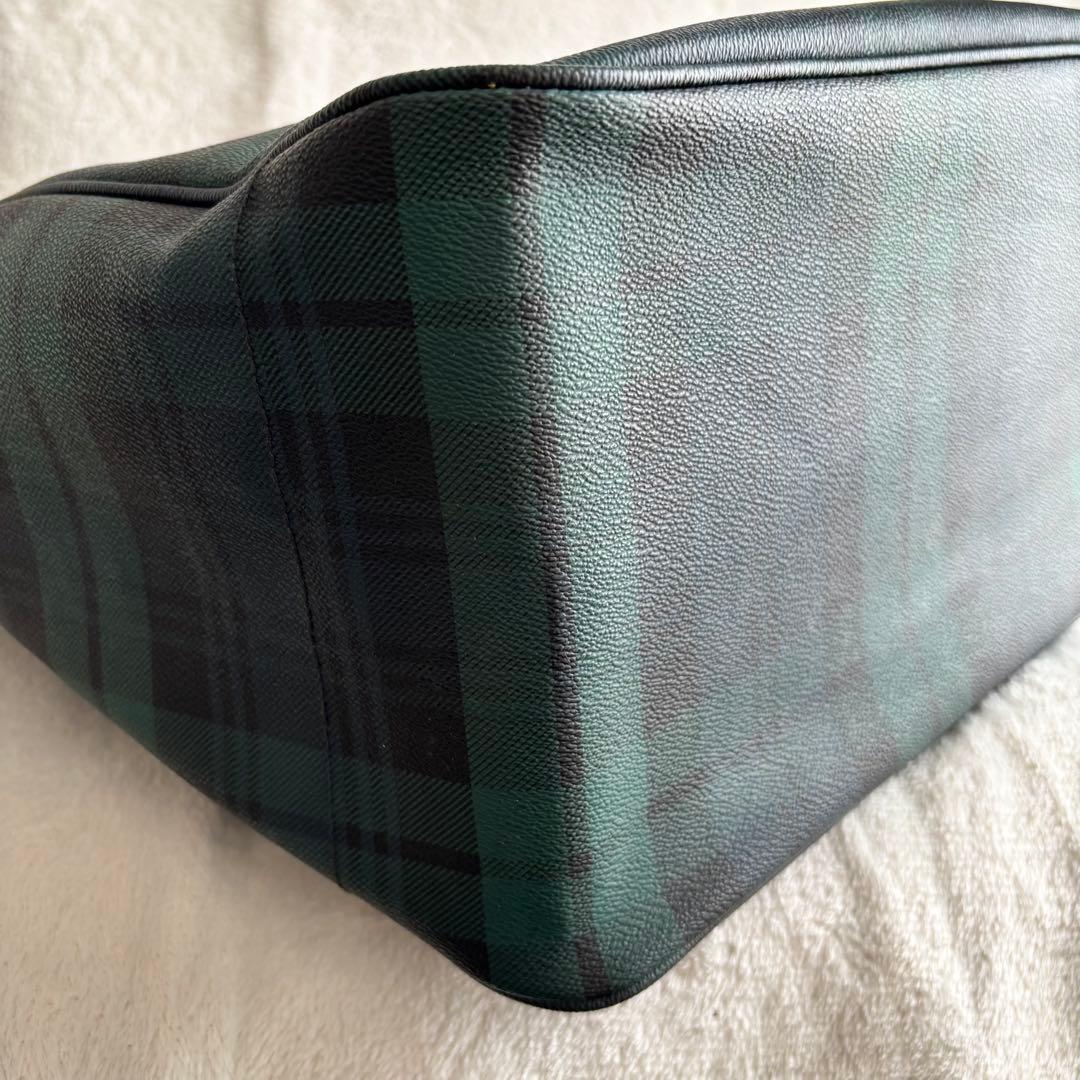 ✨️美品 ポロラルフローレン トートバッグ PVCレザー ブラックウォッチ 緑