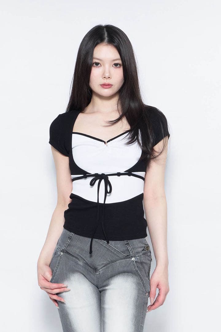 トップス theredthread S symbol bicolor tops