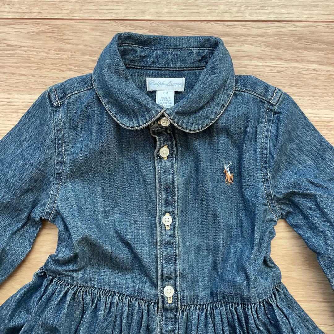 【新品】ラルフローレン　デニムワンピース パンツ付　18Ｍ　ベビー85㎝