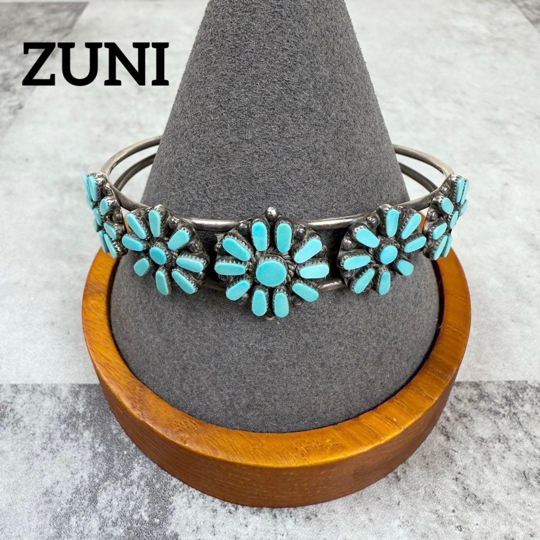 ZUNI ズニ ニードルポイントクラスターバングル ターコイズ スターリング