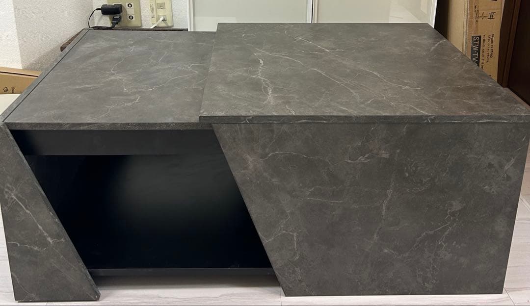 ローテーブル センターテーブル 正方形 スライド収納 引き出し伸縮 LOWYA