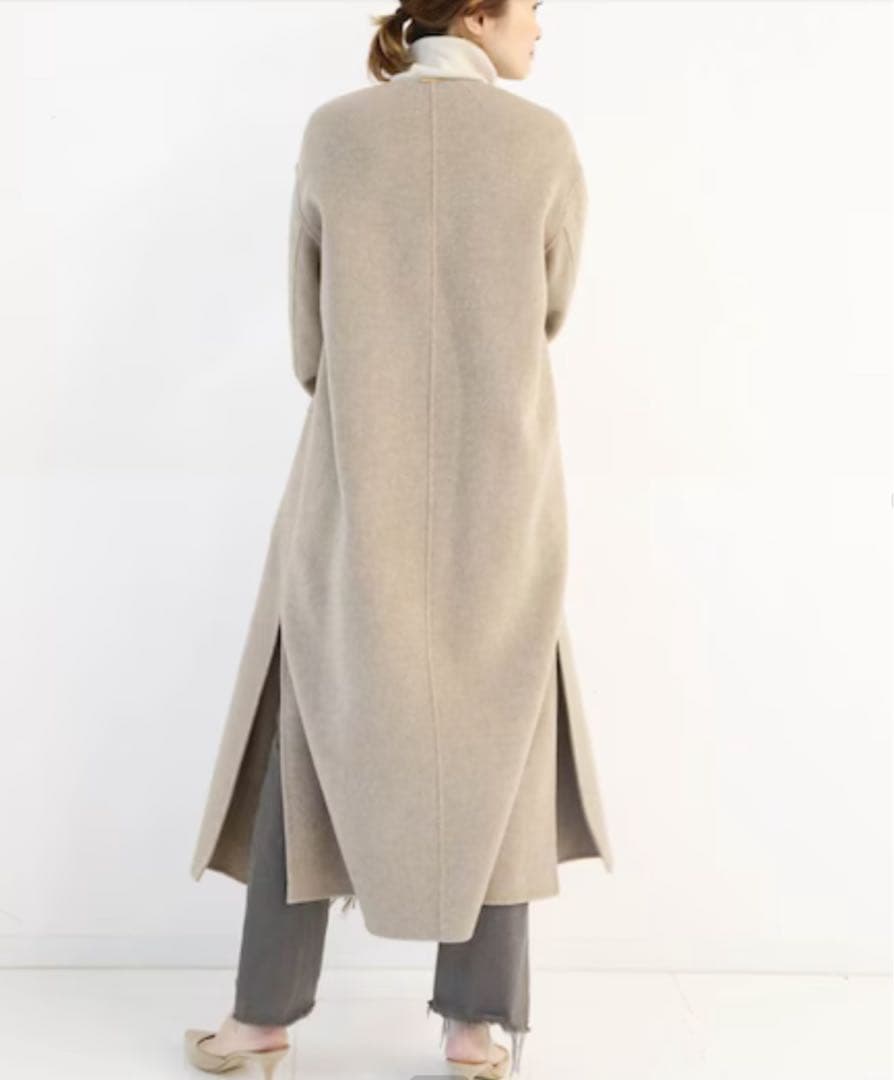 victorianリバーロングノーカラーコート ベージュ36