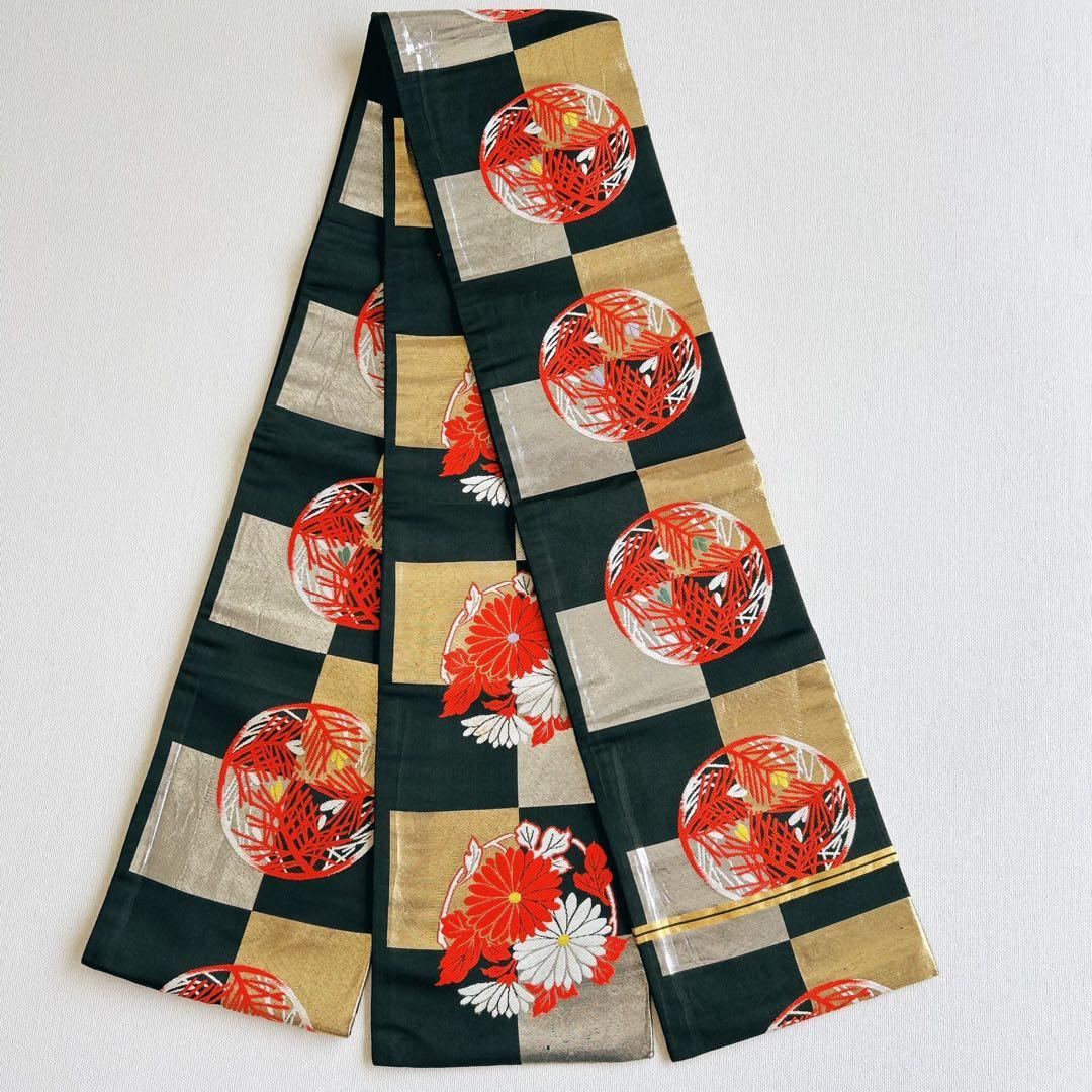 フルセット　七五三　７歳女の子　着物＆帯＆簡単半衿＆小物セット　オレンジ　鶴