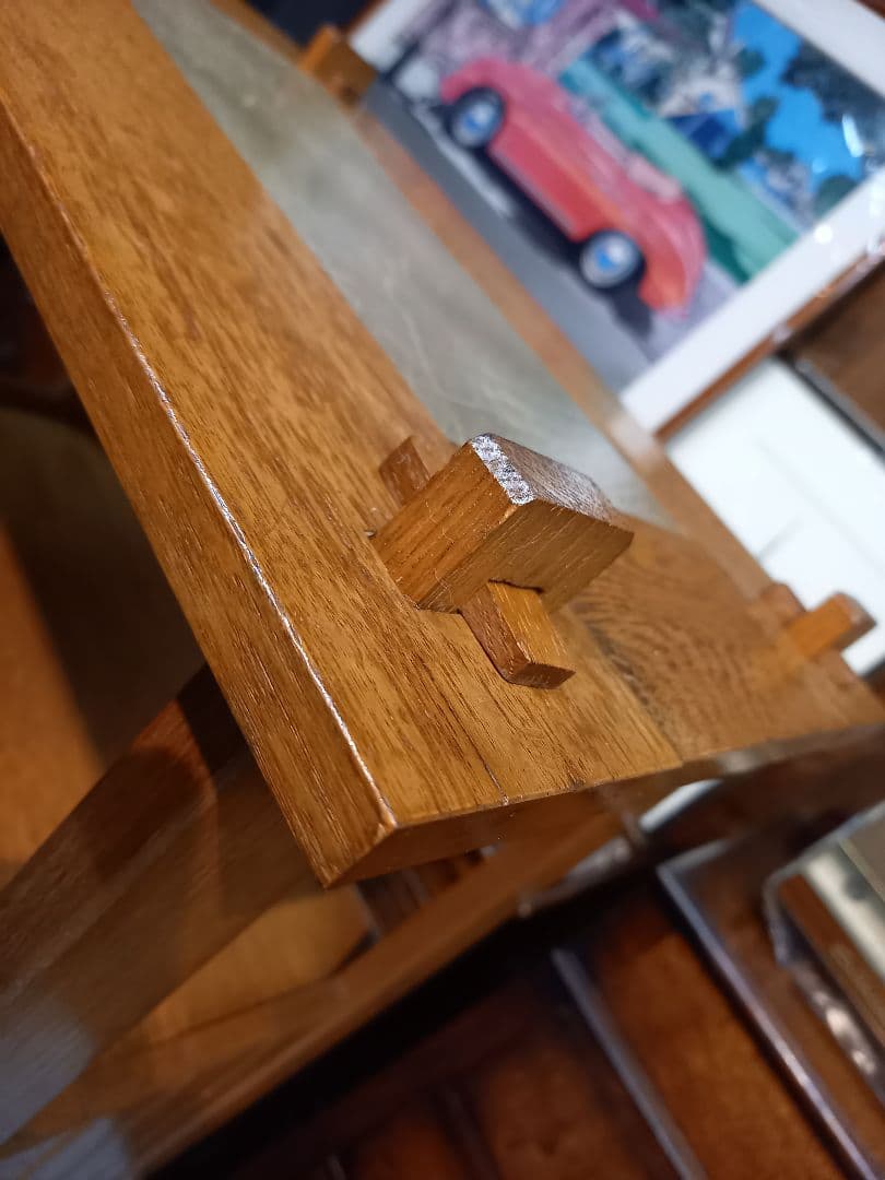 楢　無垢材　銅　金具　楔　クサビ　組木細工　オーク　サイド　キャビネット　ラック